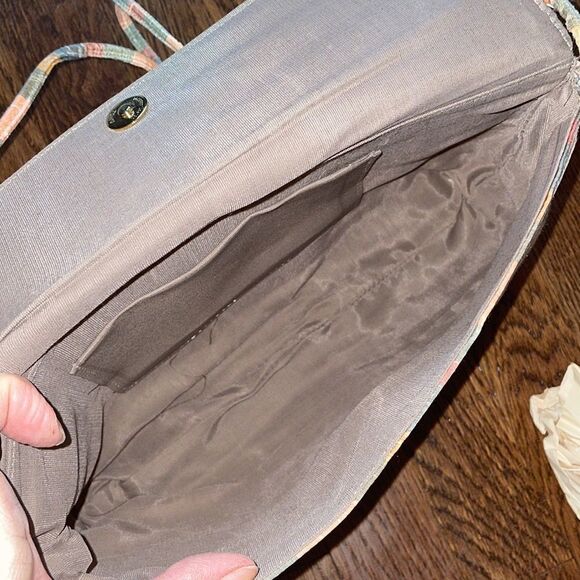 Vtg 80s multi colored striped cloth clutch or crossbody purse - Picture 6 of 8